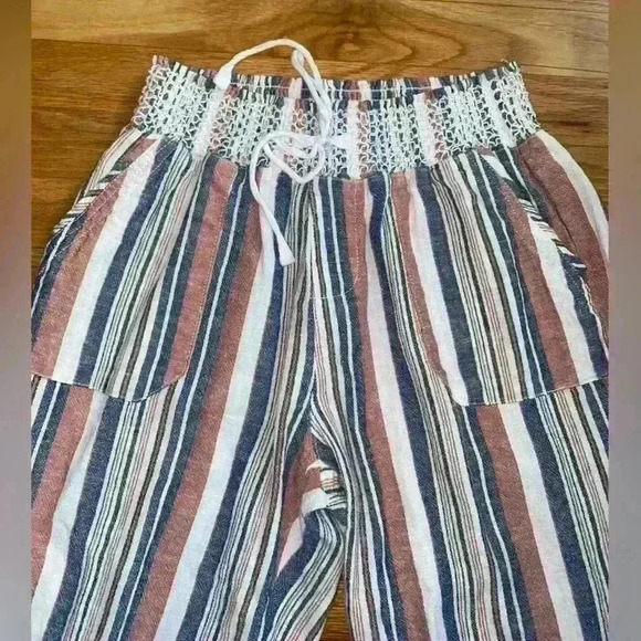 Rewash‎ brand Women’s Linen striped pants, stretch waist, Size M - Picture 3 of 13